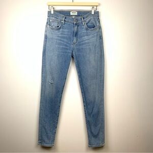 Agolde Jeans Denim Sophie Ankle Light Wash Blue Sz 30 Skinny Distressed